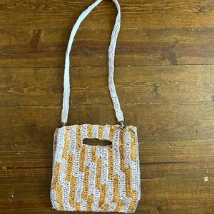 Free People Tan and purple Woven Crossbody Bag